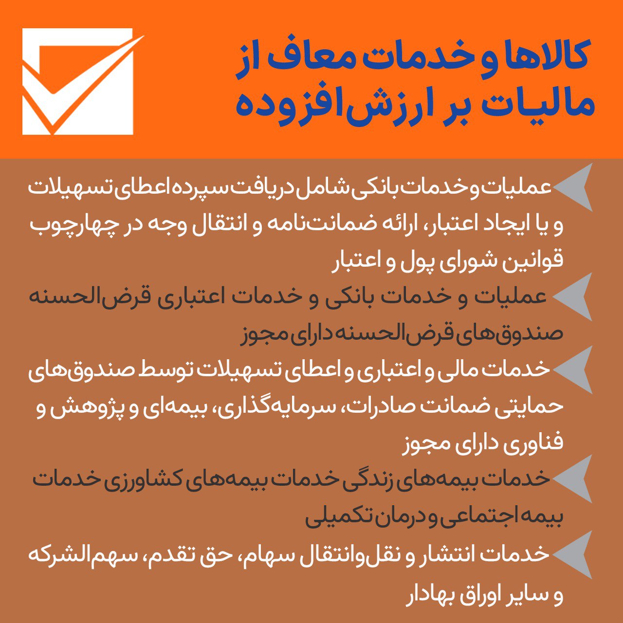 فهرست کالاها و خدمات معاف از مالیات بر ارزش‌افزوده – بخش چهارم