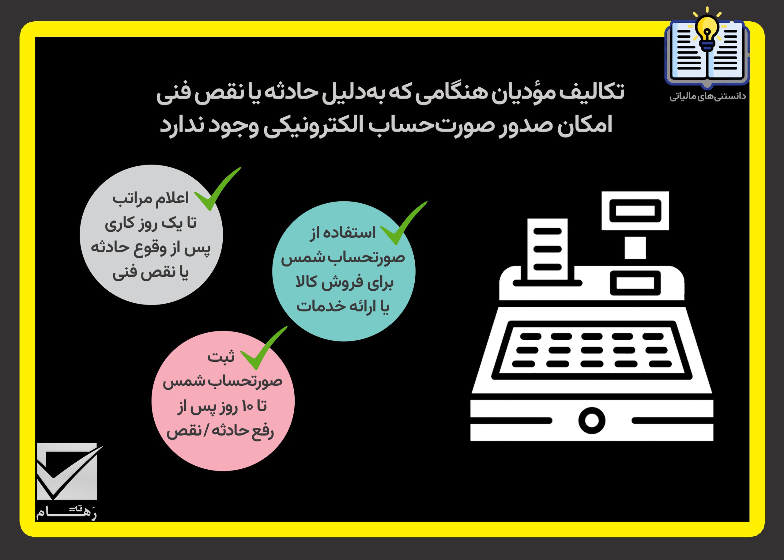 تکالیف مؤدیان هنگامی که به‌دلیل حادثه یا نقص فنی امکان صدور صورتحساب الکترونیکی وجود ندارد